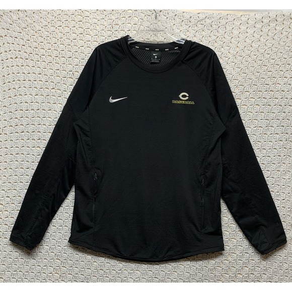 Nike Green Bay Packers Sweatshirt Men's M Baseball Long Sleeve Black Zip Pockets - Picture 1 of 10